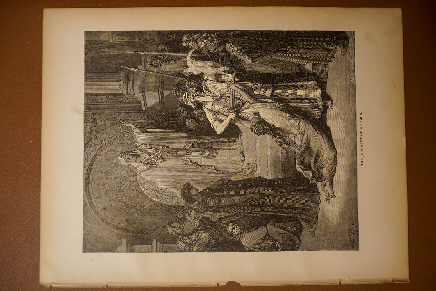 The Judgment of Solomon, complete original page showing paper edges and condition