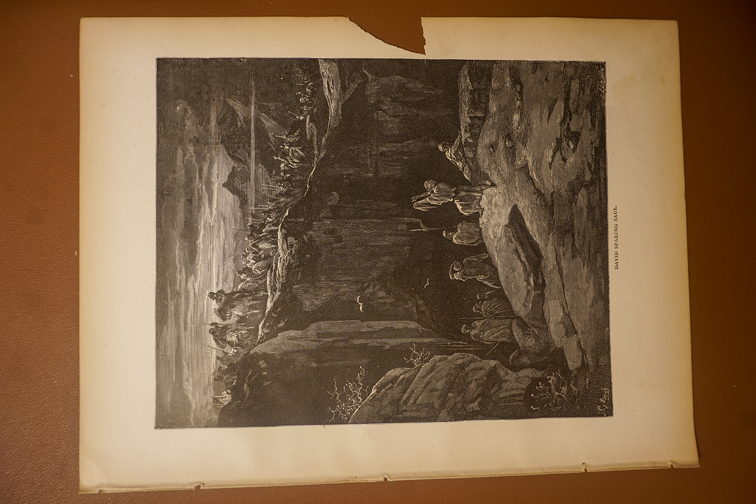 David Sparing Saul, complete original page showing paper edges and condition