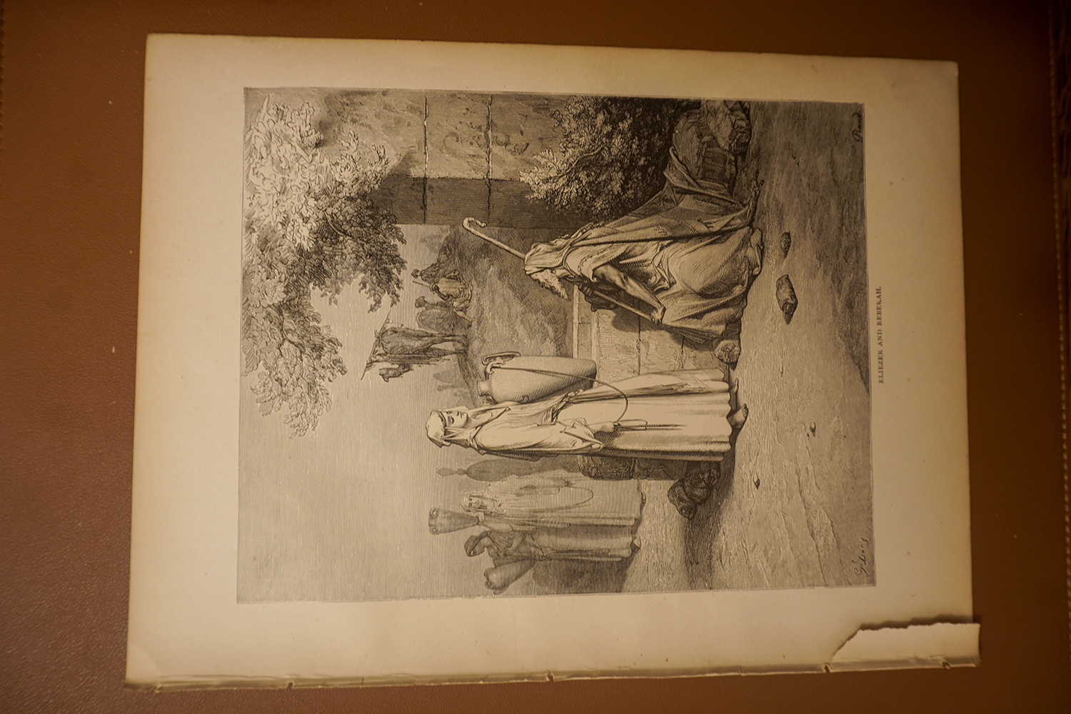 Eliezer and Rebekah, complete original page showing paper edges and condition