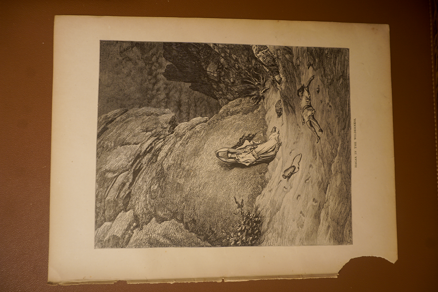 Hagar in the Wilderness, complete original page showing paper edges and condition