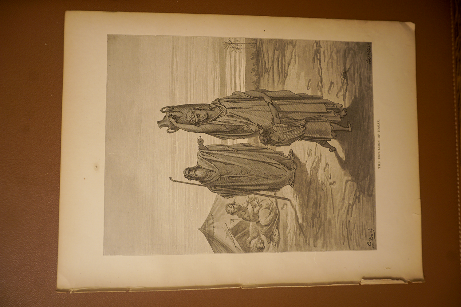 The Expulsion of Hagar, complete original page showing paper edges and condition