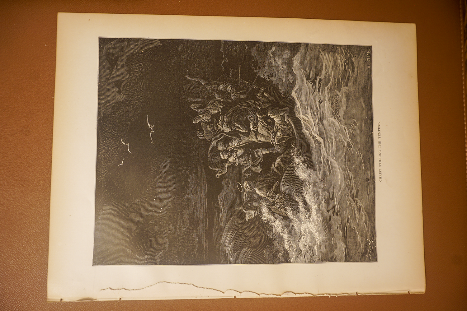 Christ Stilling the Tempest, complete original page showing paper edges and condition